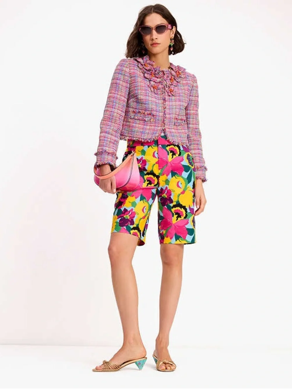 kate spade New York Orchid Bloom Linen Blend Bermuda Shorts Sz Medium